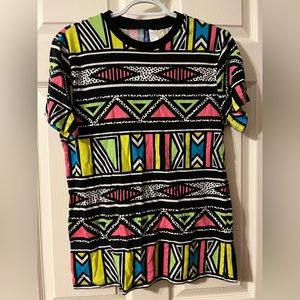 Unisex H&M Neon Geometric Tee, size small.